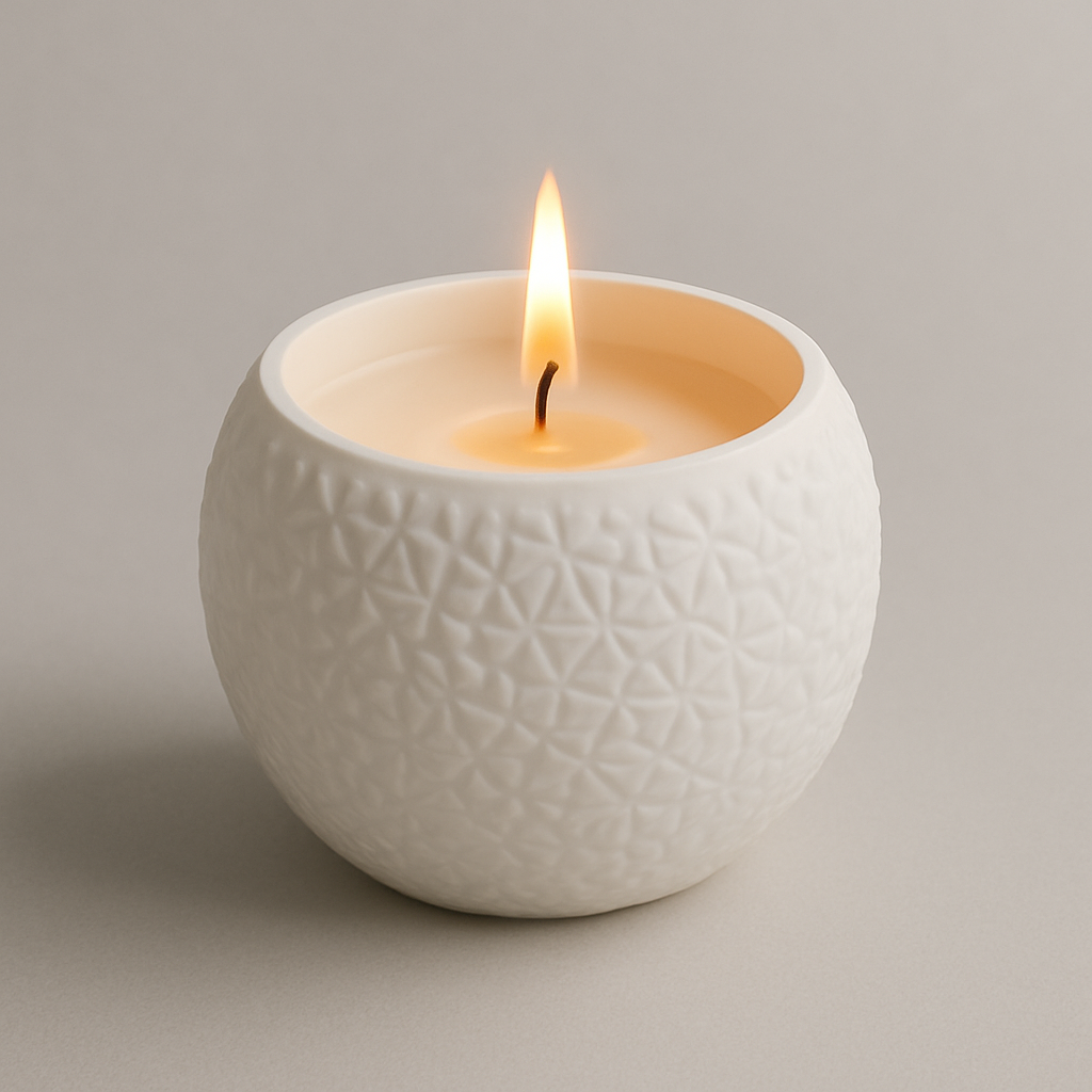 Textured White Ceramic Candle
