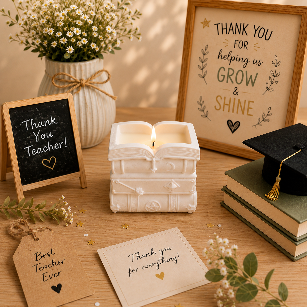 Teacher Book Candle | Handmade Soy Wax Candle | End of Year Teacher Gift