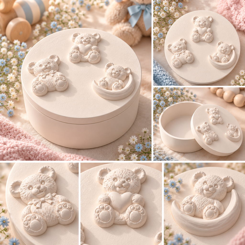 Handmade Three Teddy Bears Keepsake Box