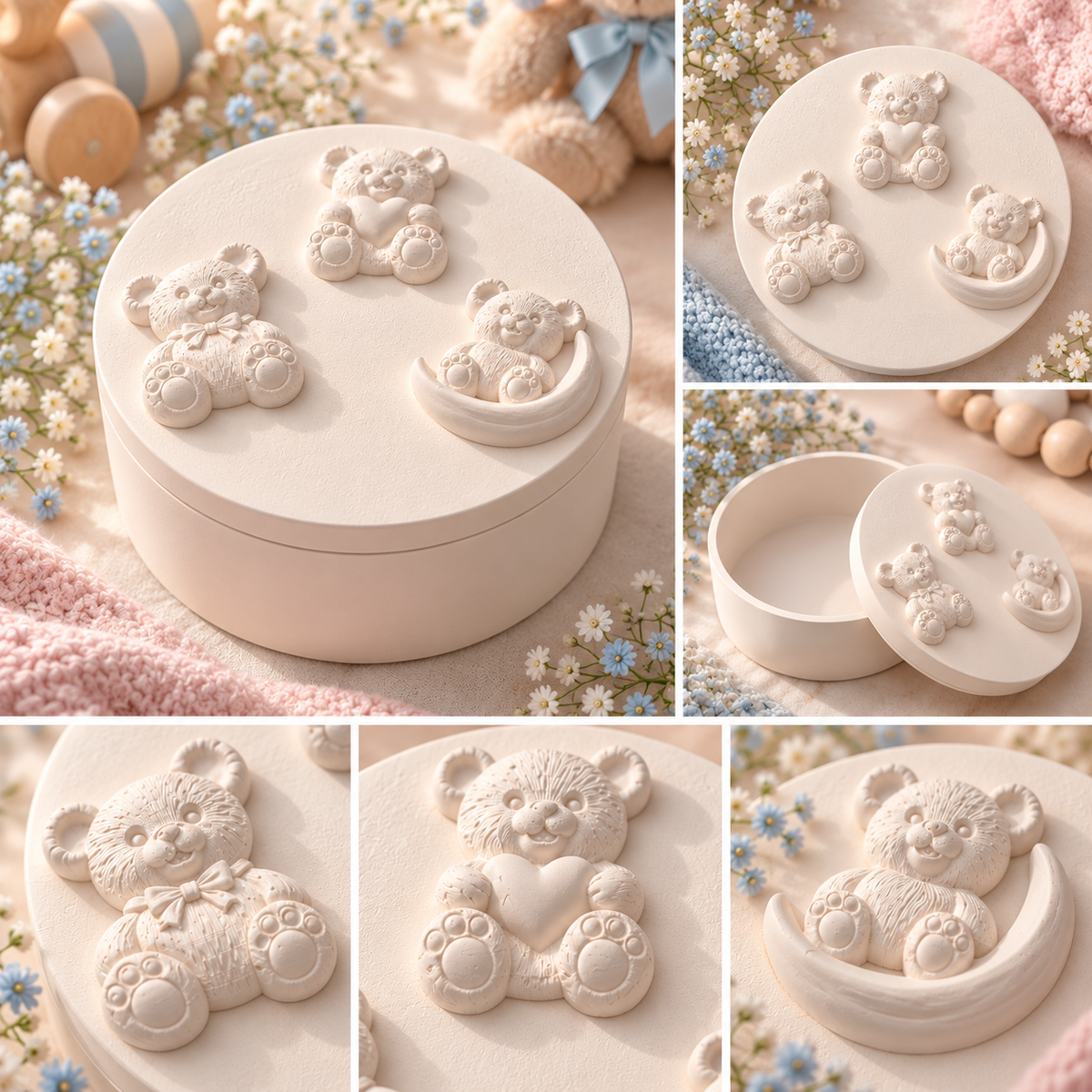 Handmade Three Teddy Bears Keepsake Box