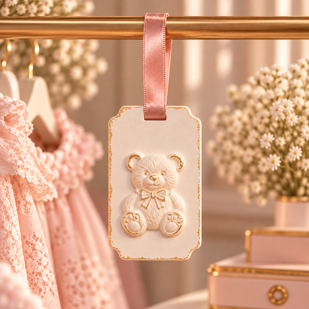 Teddy Bear Hanging Aroma Stone with Gold-Tone Details
