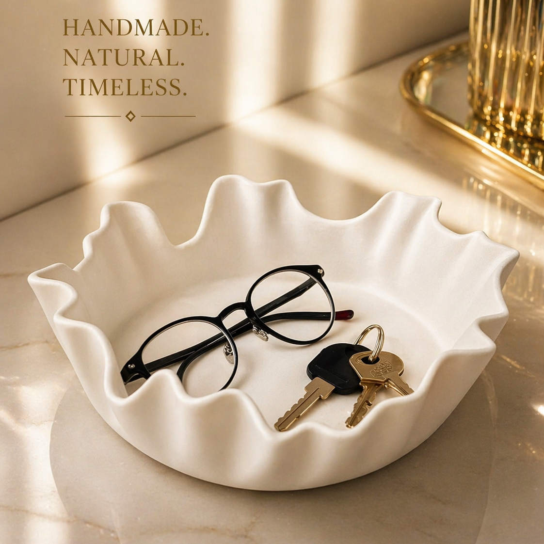 Sculpted Waves Bowl – White