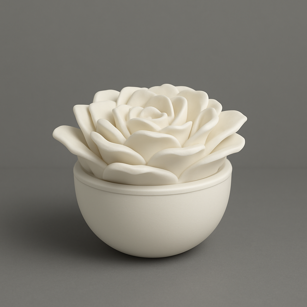 Sculpted Rose Ceramic Candle