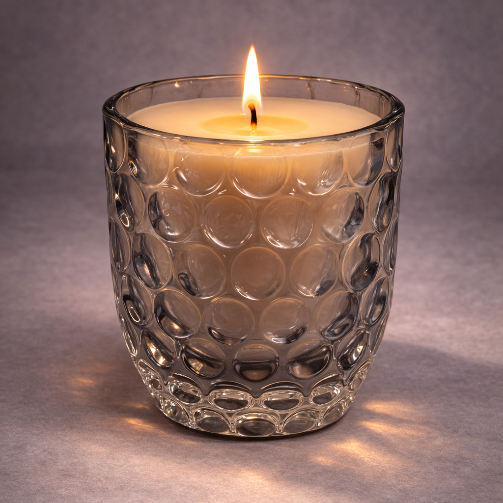 Large Luxury Smoky Grey Bauble Texture Candle – Apricot & Coconut Wax | 410ml
