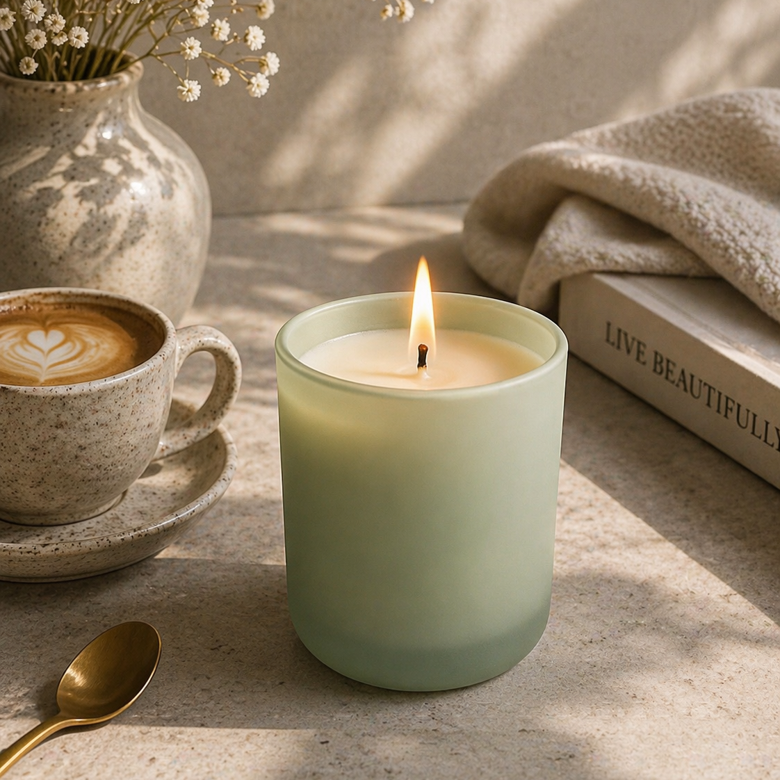 Green Frosted Glass Candle – 20cl