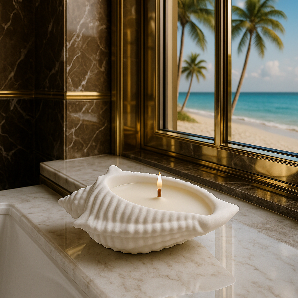 Handmade Sea Shell Candle – Artisan Ceramic Style