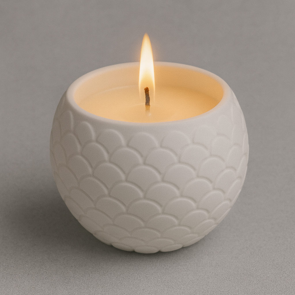 Textured White Ceramic Candle