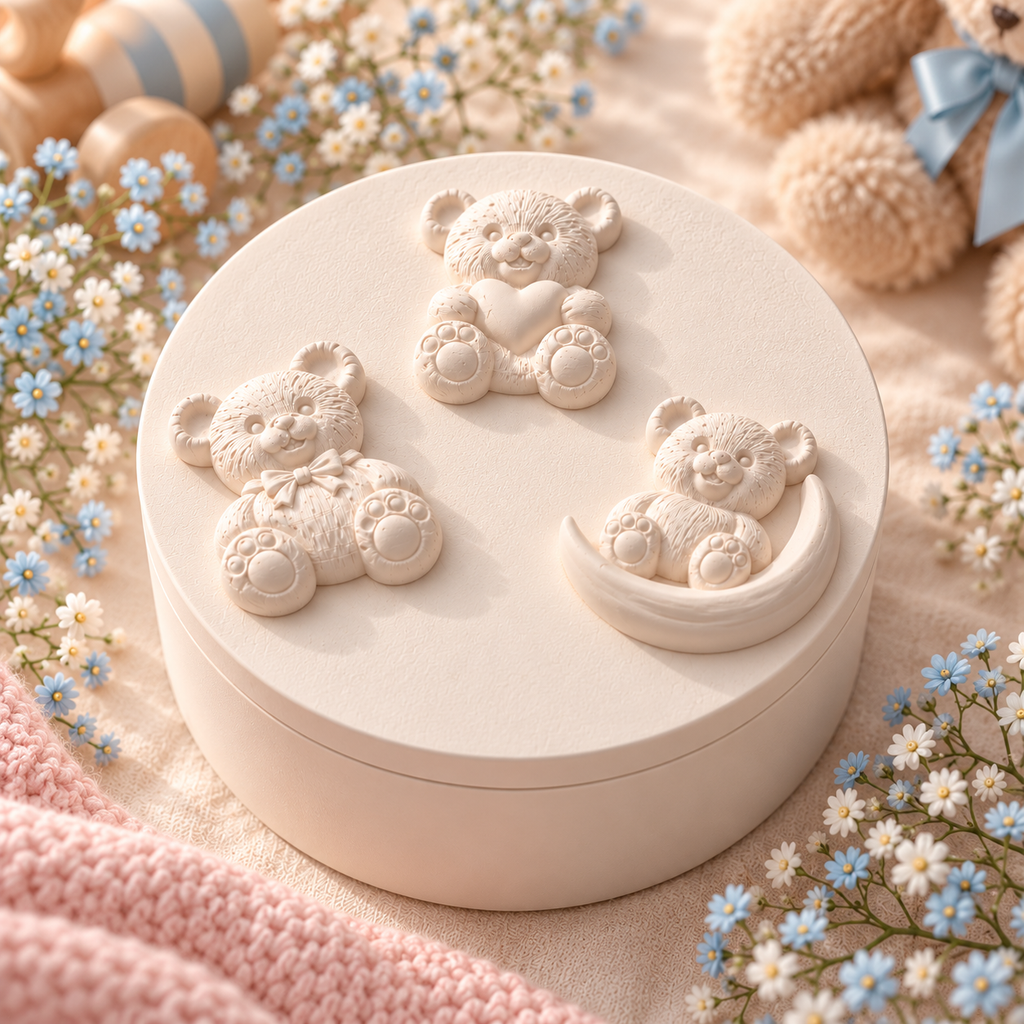Handmade Three Teddy Bears Keepsake Box