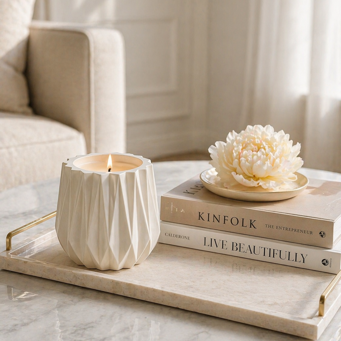 Origami Glow Candle – White