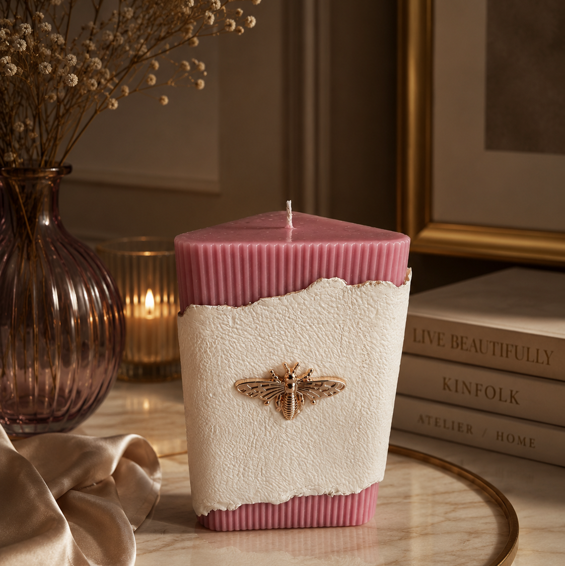 Dusty Rose Luxe Decorative Candle