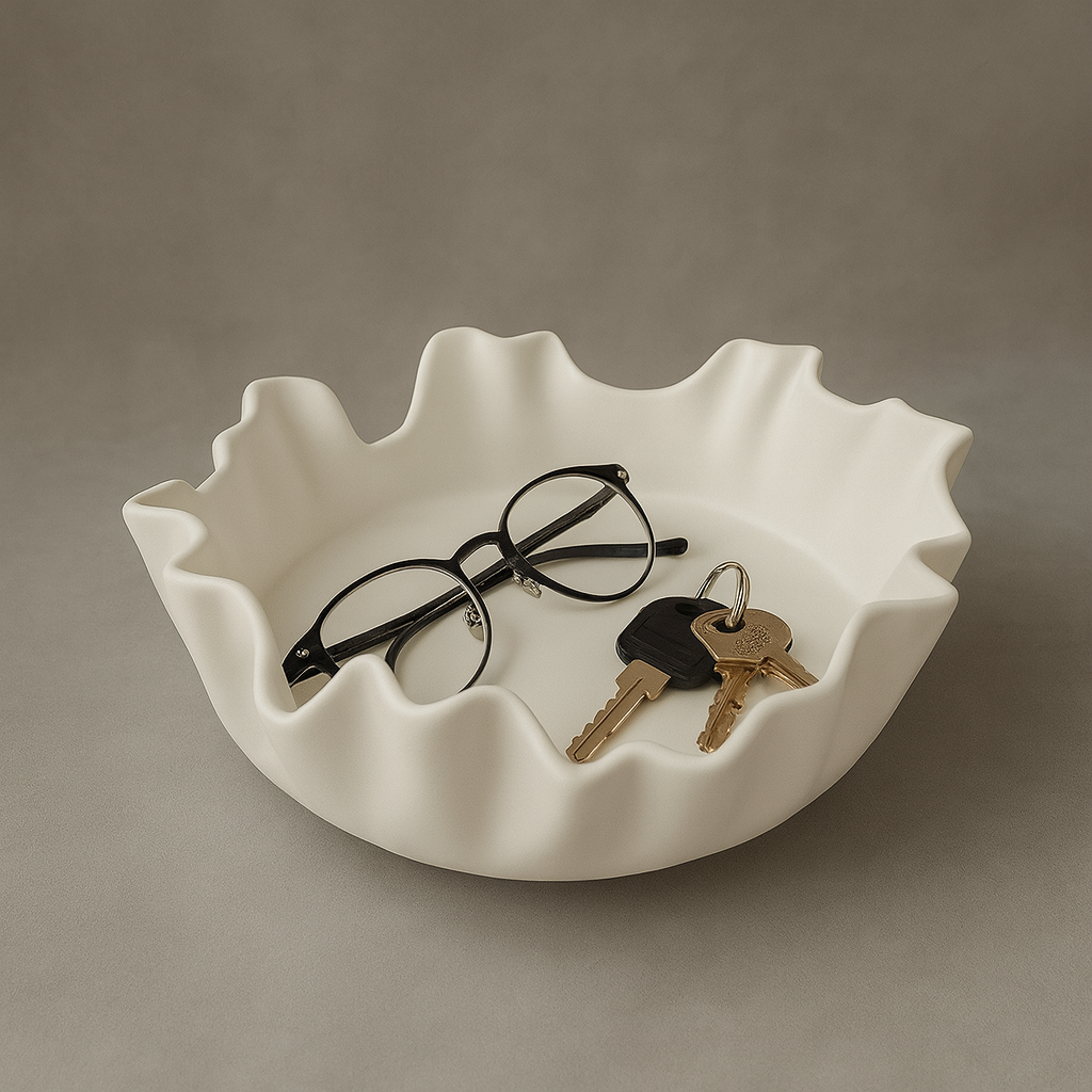 Sculpted Waves Bowl – White
