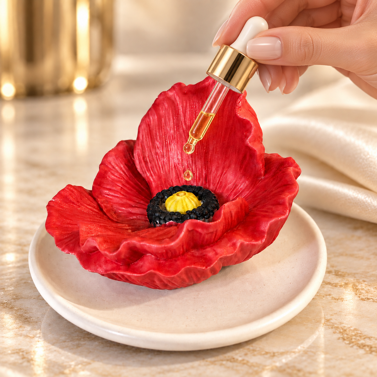 Hand-painted Poppy Aroma Stone