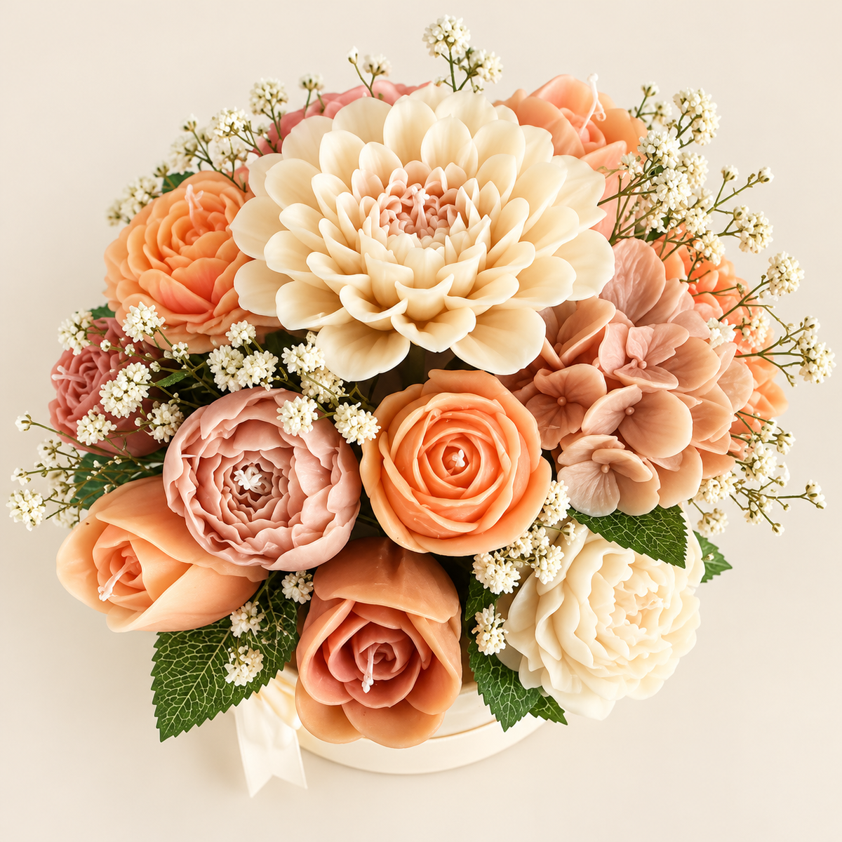 Handmade Soy Wax Flower Bouquet – Peach Tones