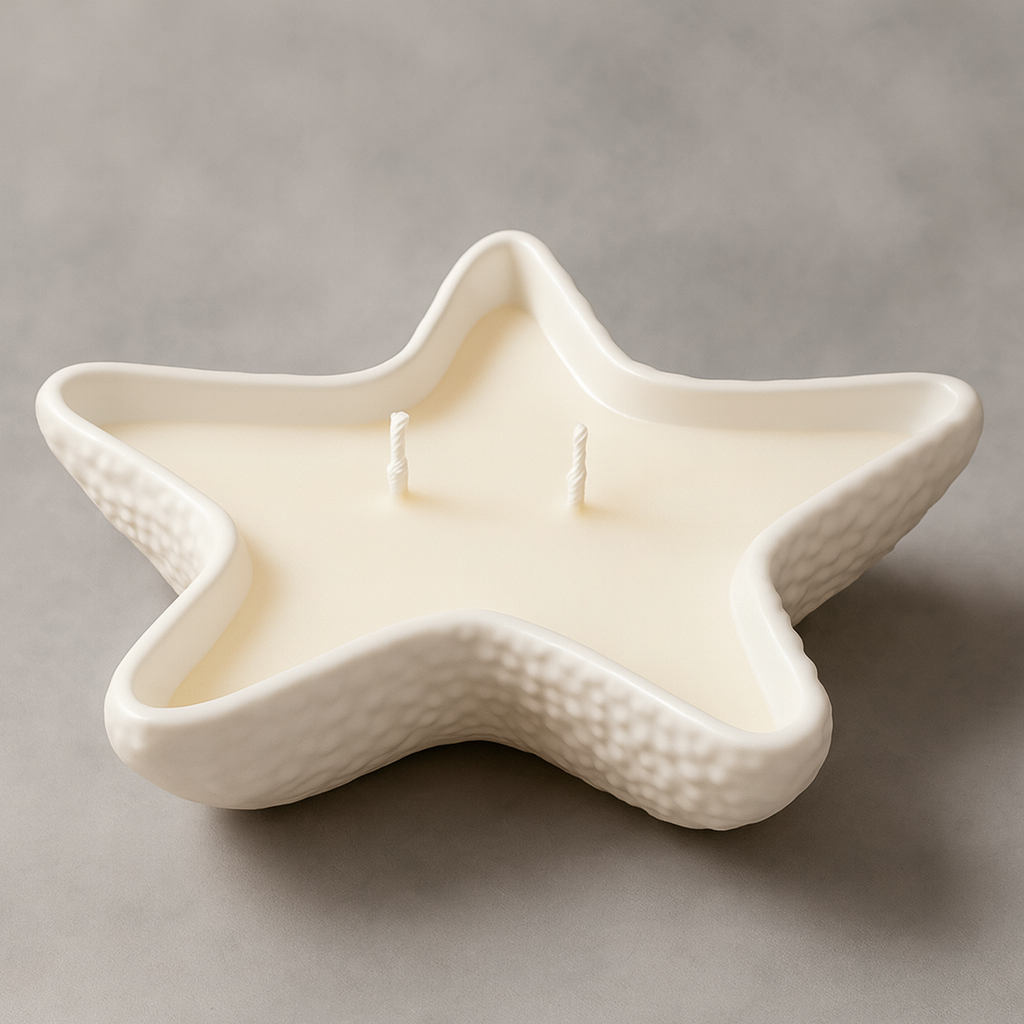 White Sculpted Star Candle