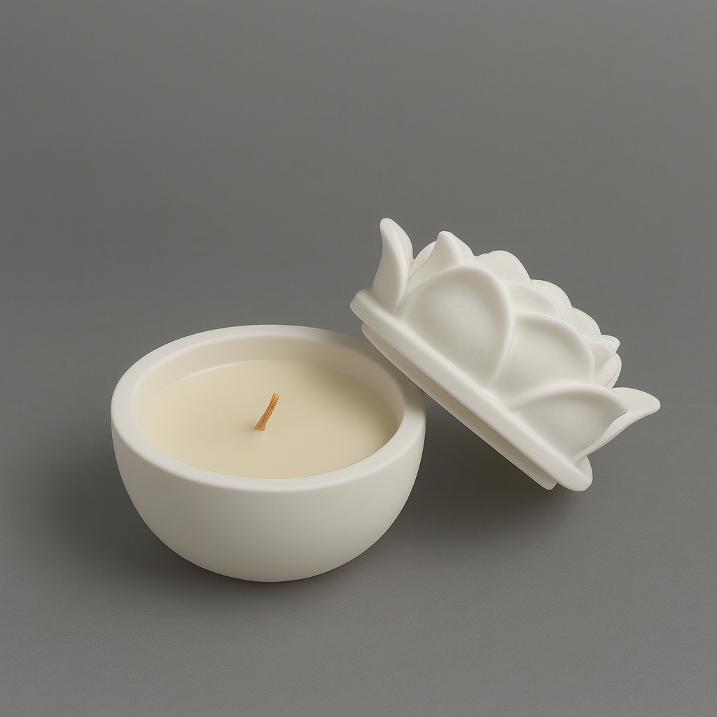 Sculpted Rose Ceramic Candle