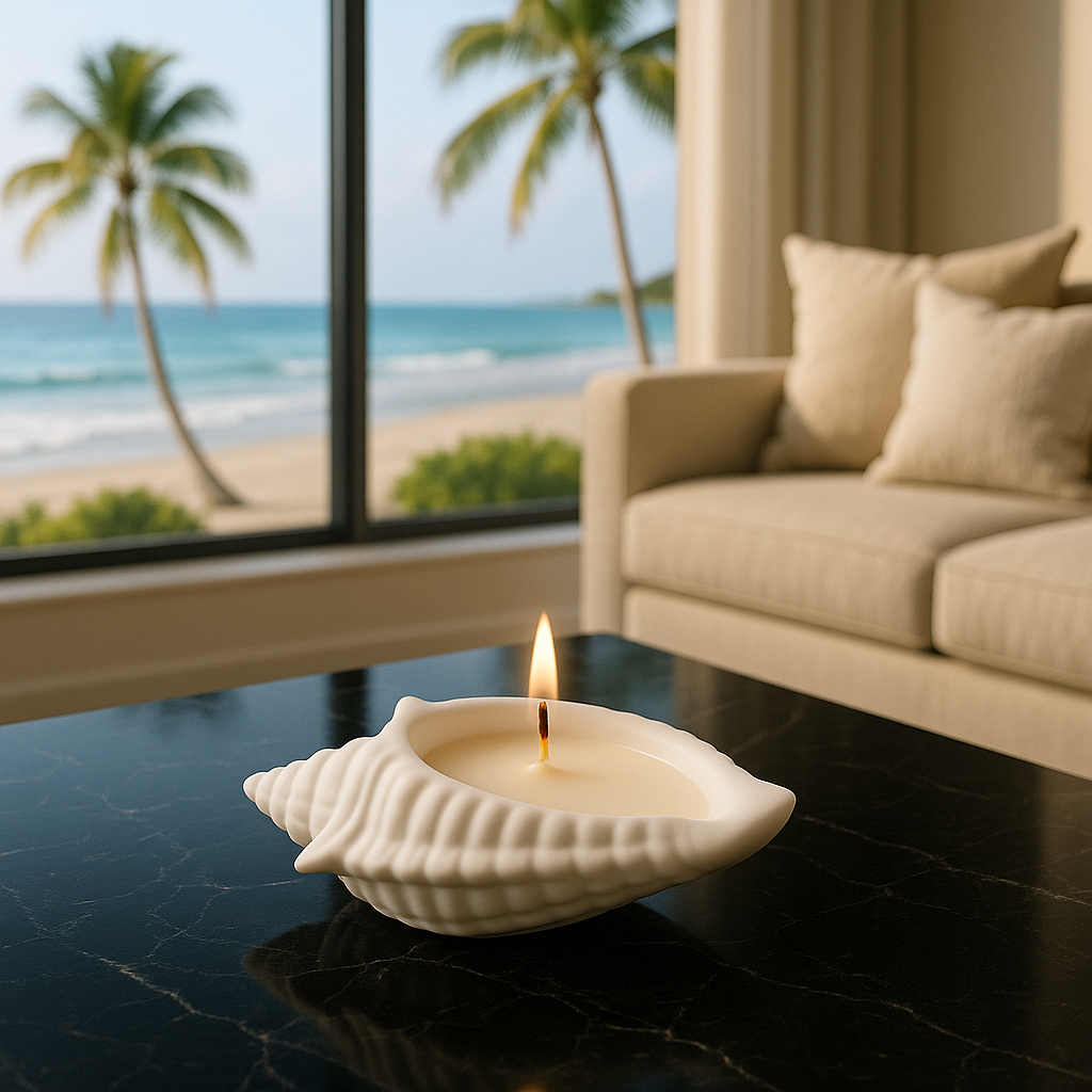 Handmade Sea Shell Candle – Artisan Ceramic Style