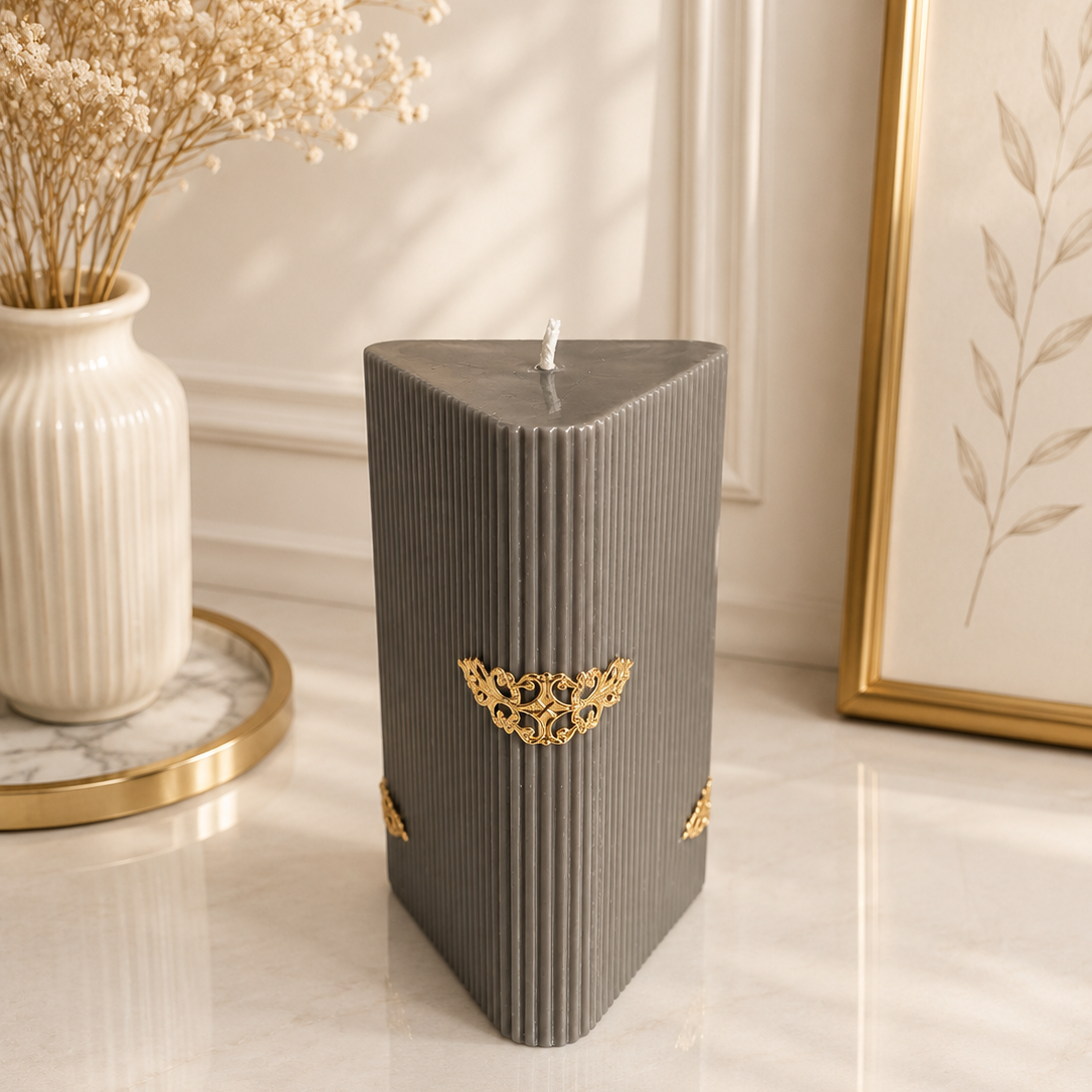 Khaki Elegance Decorative Candle