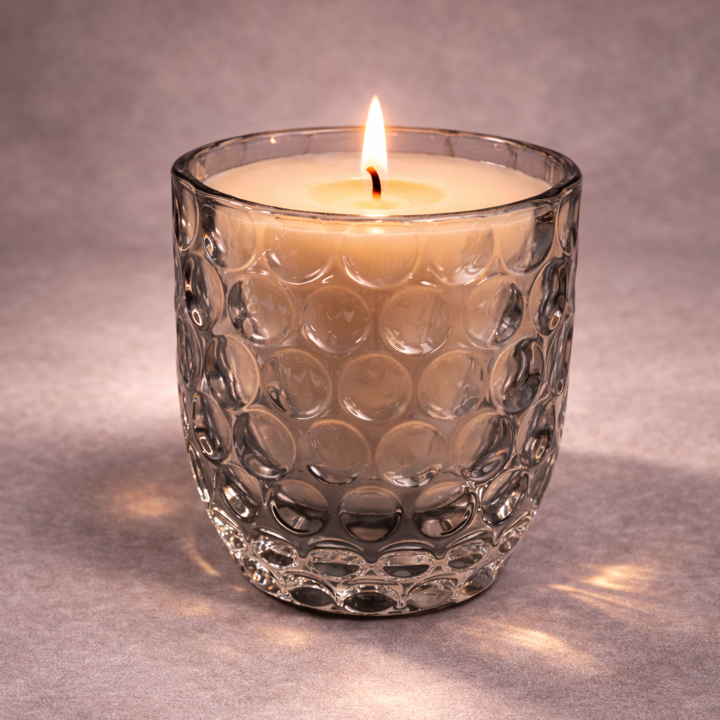 Large Luxury Smoky Grey Bauble Texture Candle – Apricot & Coconut Wax | 410ml