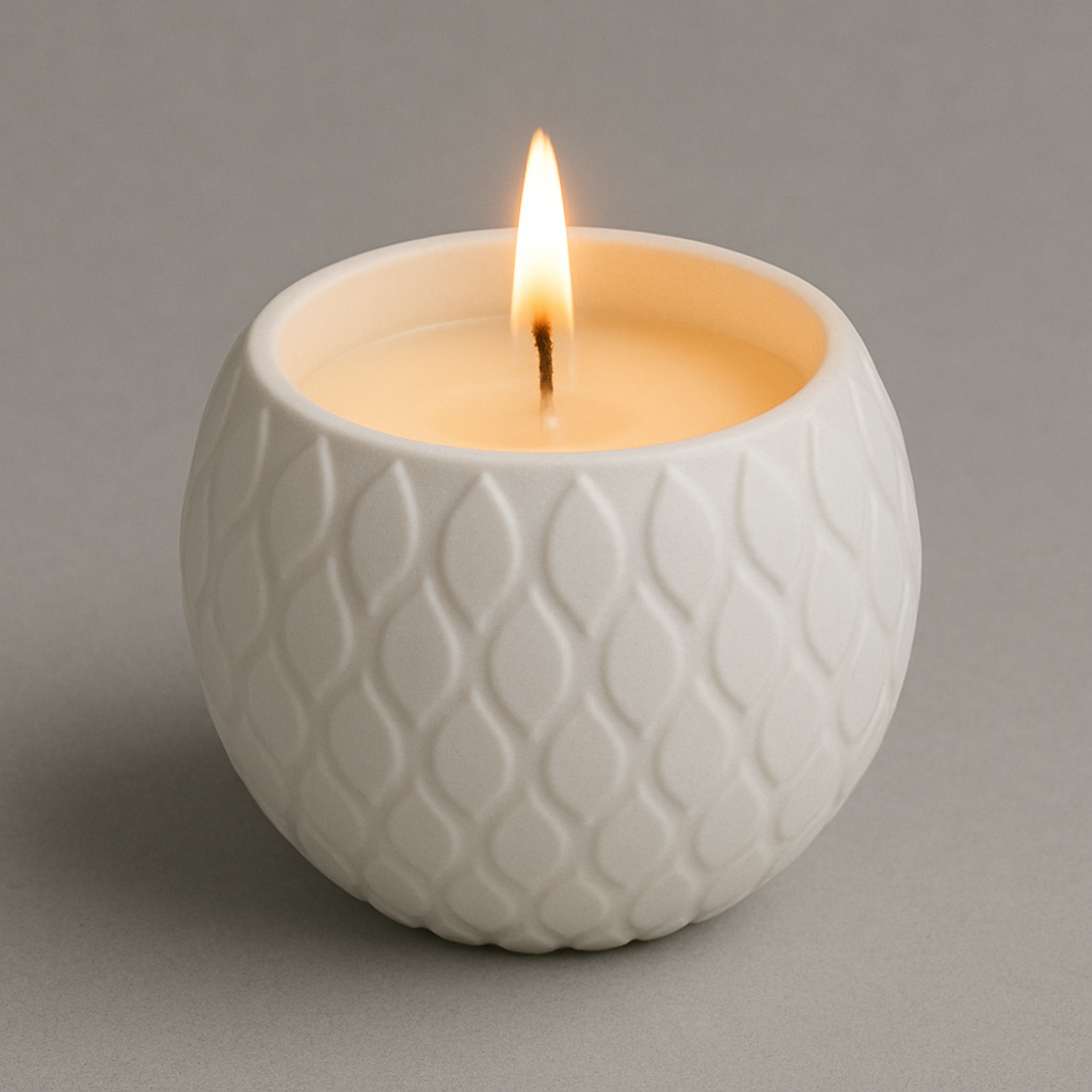 Textured White Ceramic Candle
