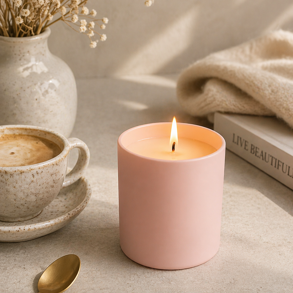 Matte Pink Glass Candle - 30cl