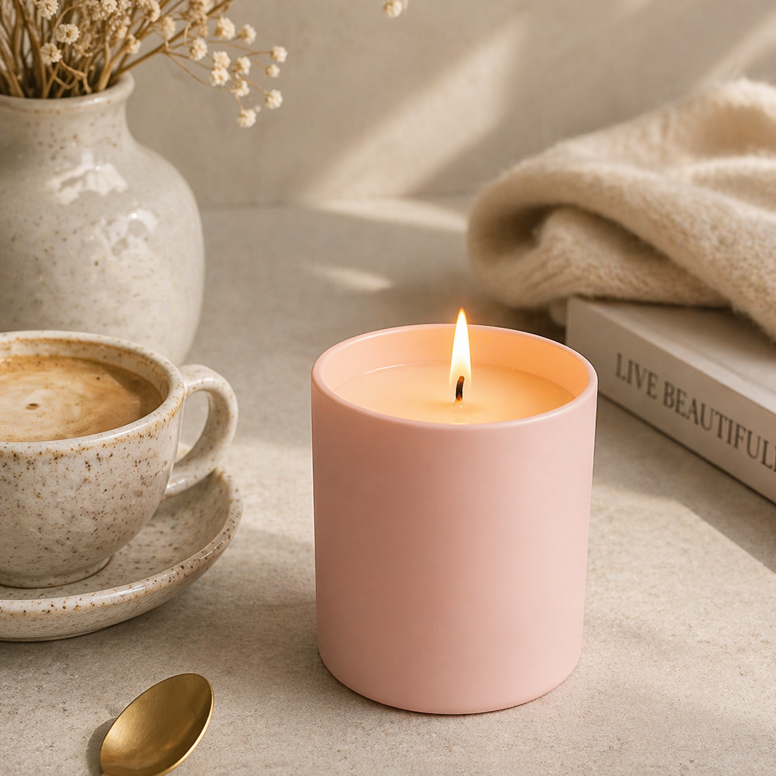Matte Pink Glass Candle - 30cl