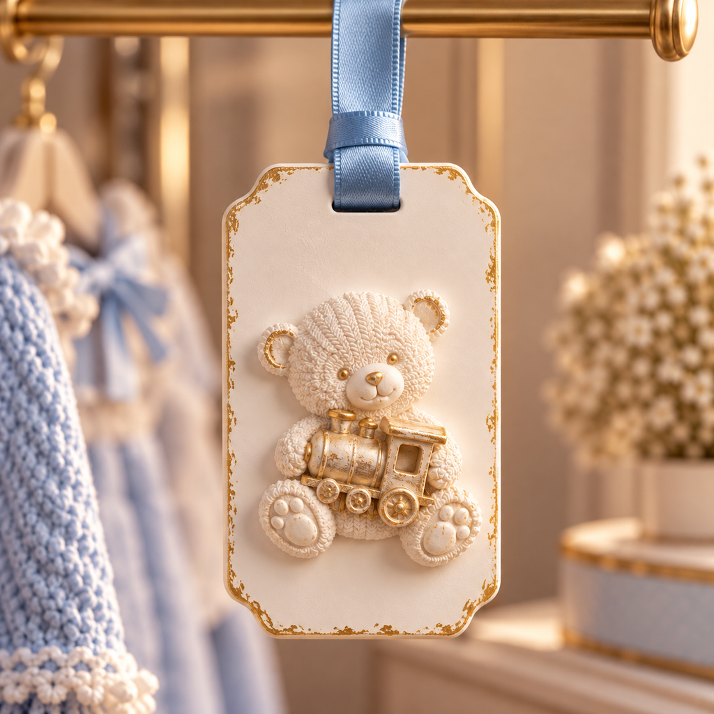 Teddy Bear with Train Hanging Aroma Stone