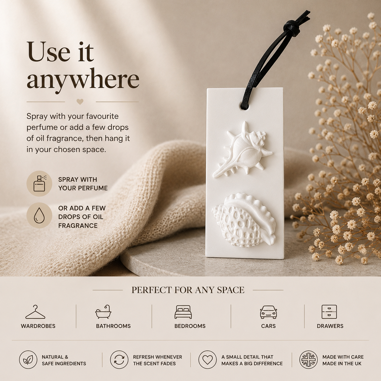 Ceramic Hanging Diffuser Holder - Seashell