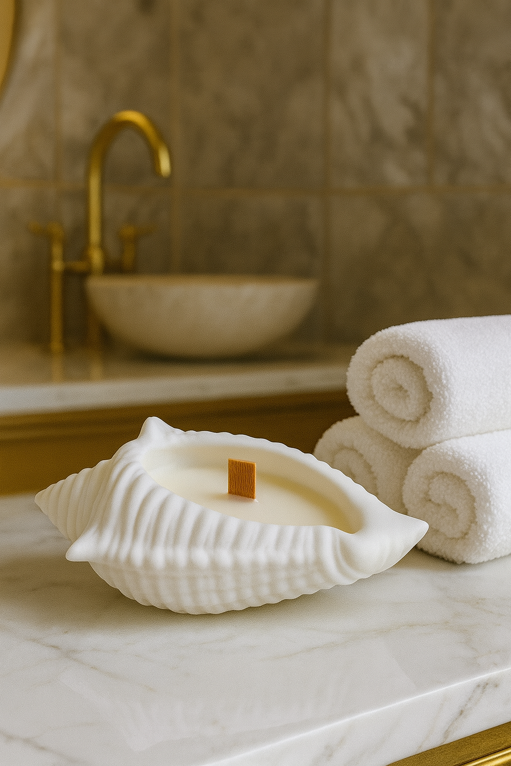 Handmade Sea Shell Candle – Artisan Ceramic Style