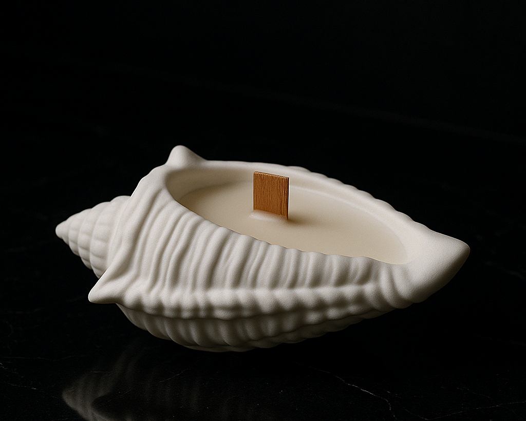 Handmade Sea Shell Candle – Artisan Ceramic Style