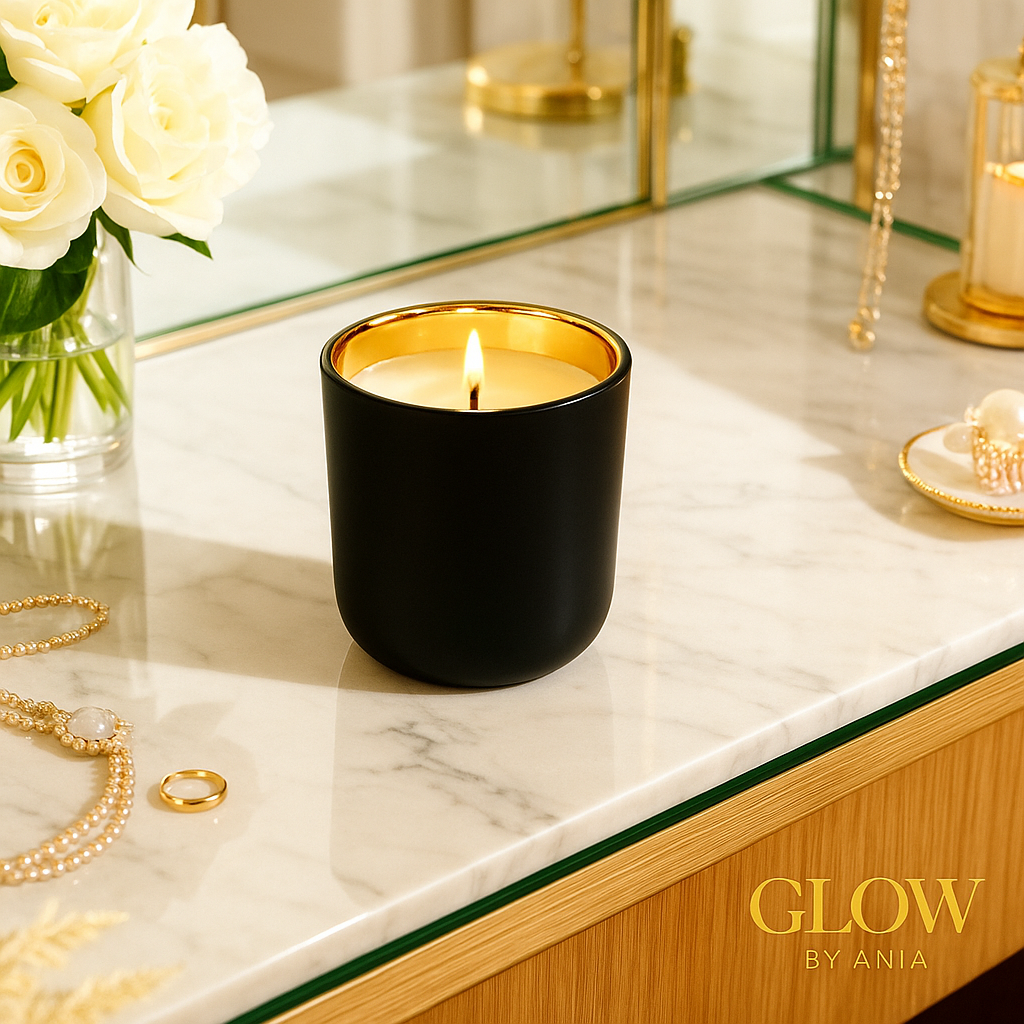 Luxury Glass Black & Gold Candle - 20cl