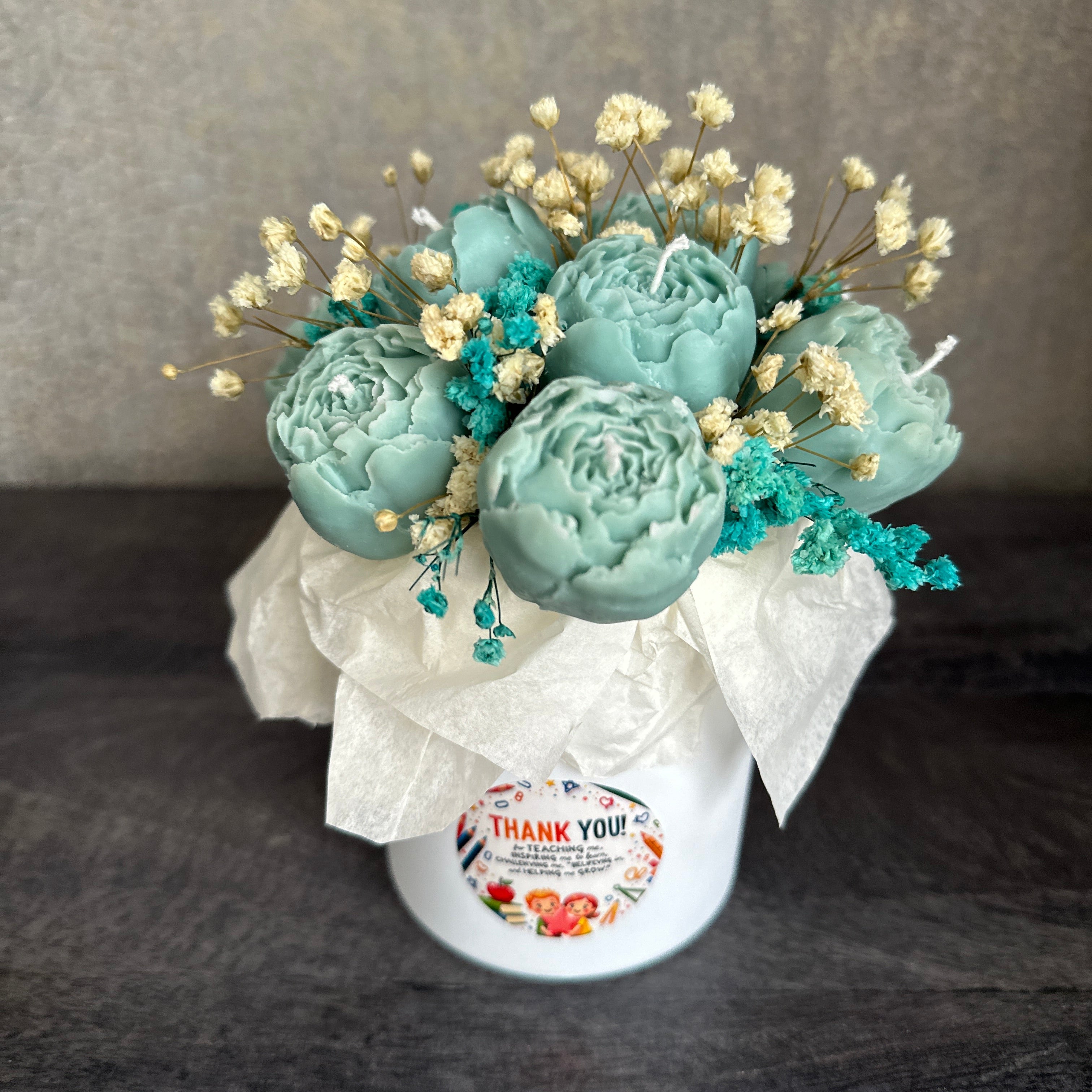 Thank you Teacher Scented Peony Candle Bouquet