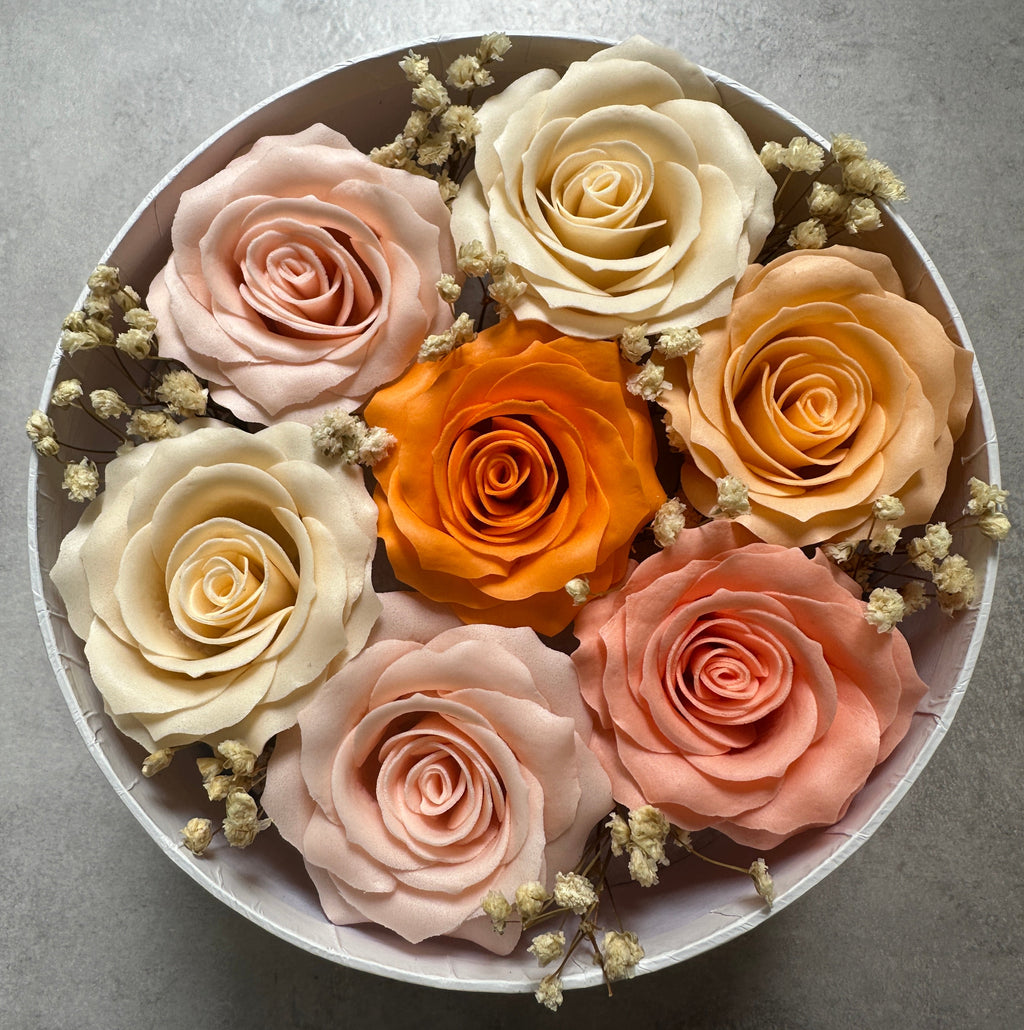 Medium | Peach & Blush Luxury Bath Soap Flower Box