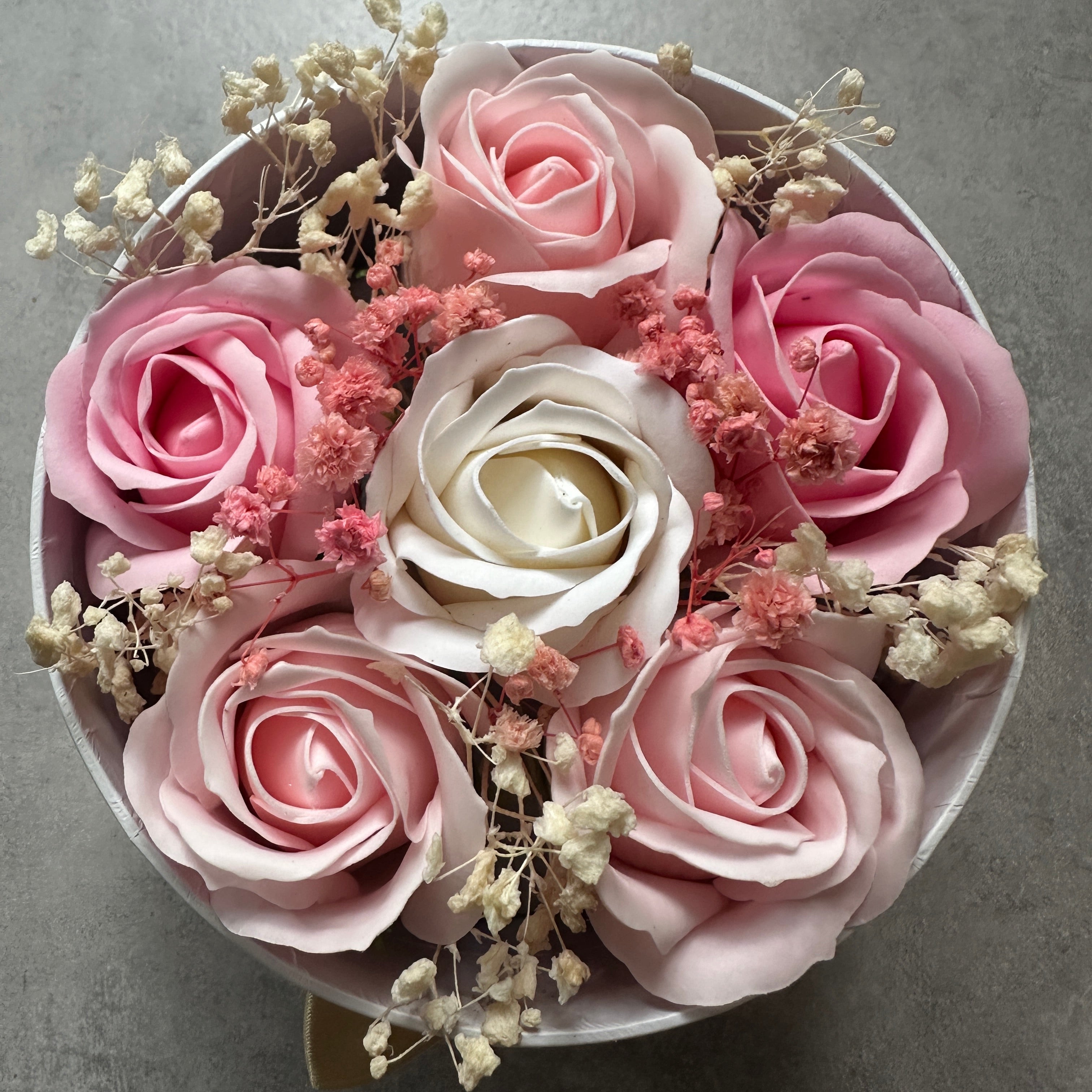 Small Luxury Bath Soap Flower Box | Light Pink Rose Gift Box | Forever Flowers