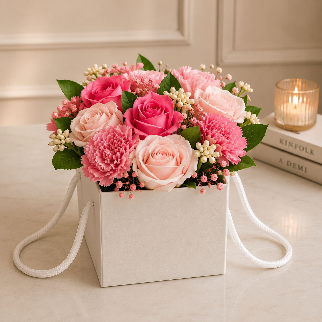 Pink Soap Flower Gift Bag