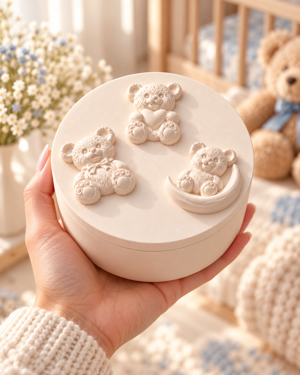 Handmade Three Teddy Bears Keepsake Box