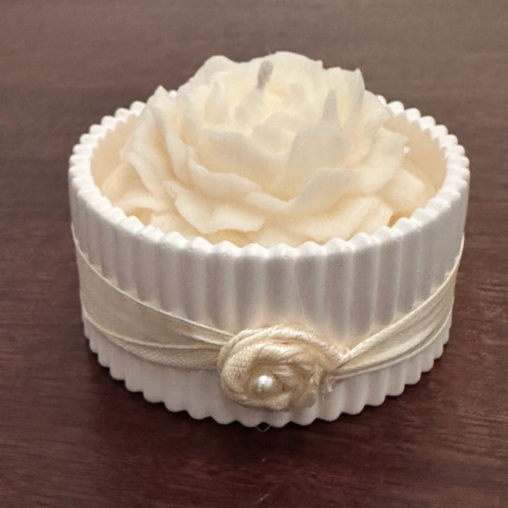 Rose Ribbon Decorative Candle – Handmade by Glow by Ania