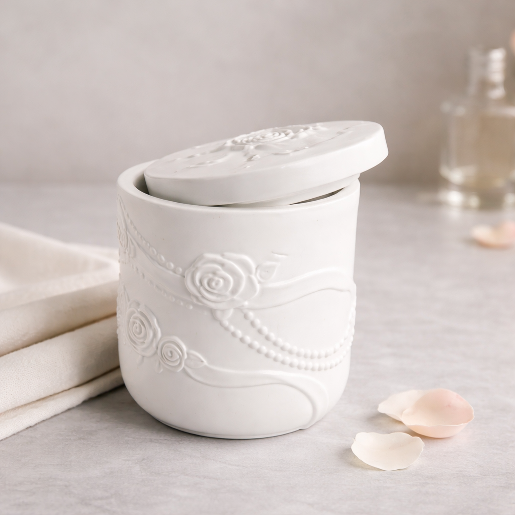 Ceramic Rose Candle Jar – Luxury Decorative Candle