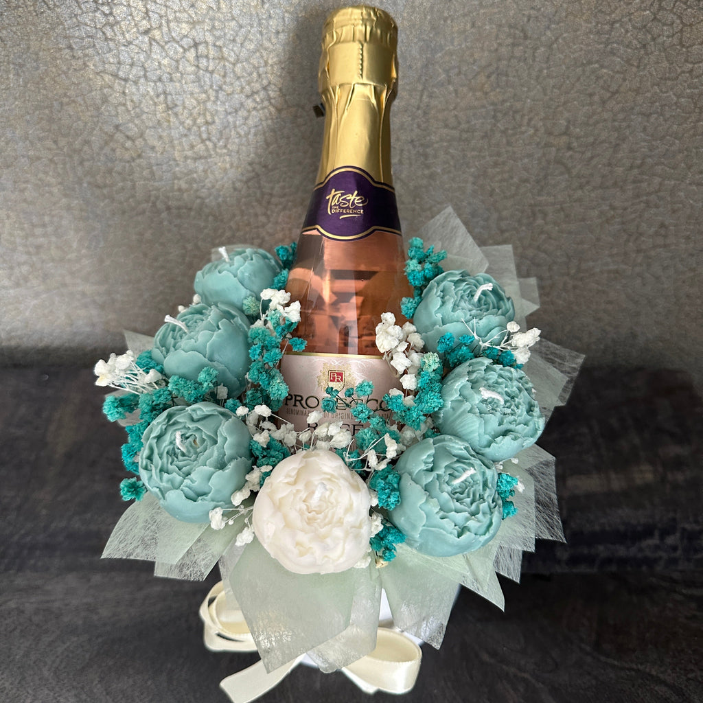 Scented Peony Candle Bouquet with Prosecco