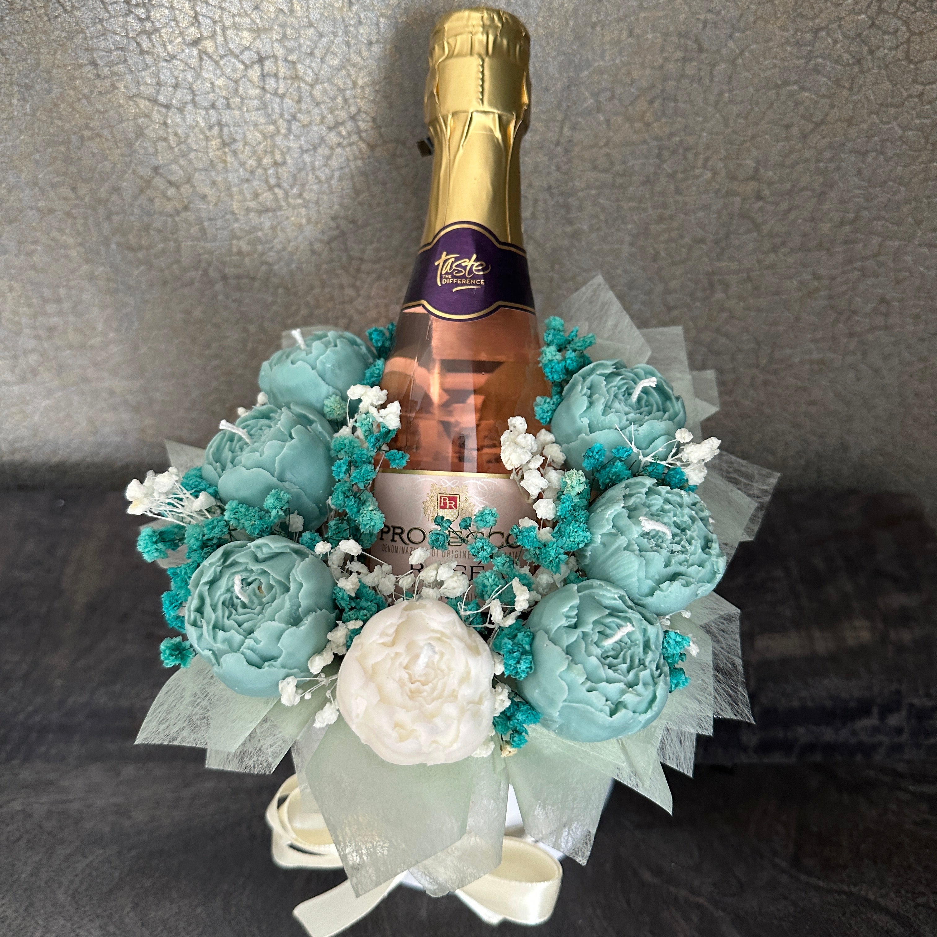 Scented Peony Candle Bouquet with Prosecco