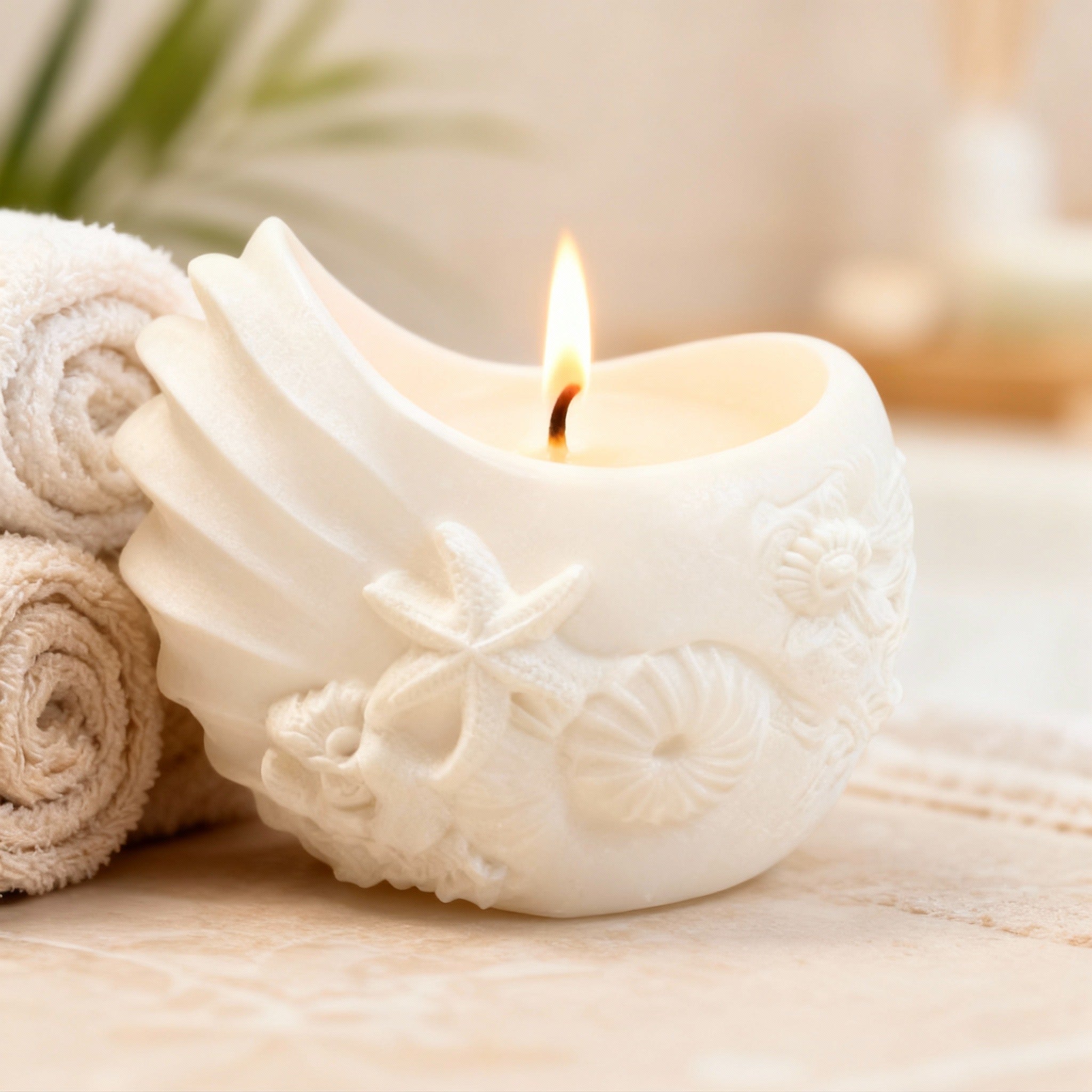 Handmade Sea Shell Candle – Luxury Ceramic Style