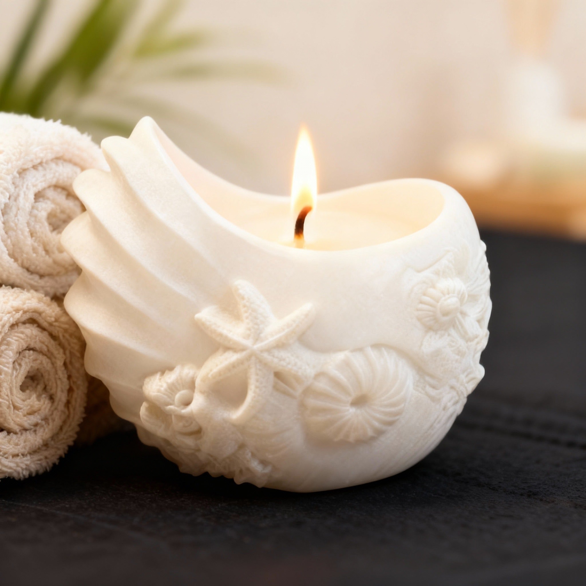 Handmade Sea Shell Candle – Luxury Ceramic Style