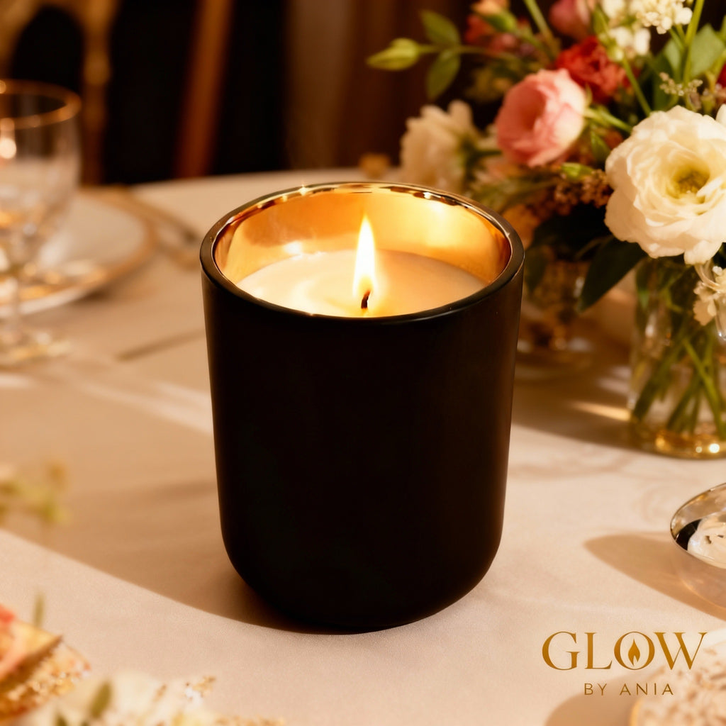 Luxury Glass Black & Gold Candle - 20cl