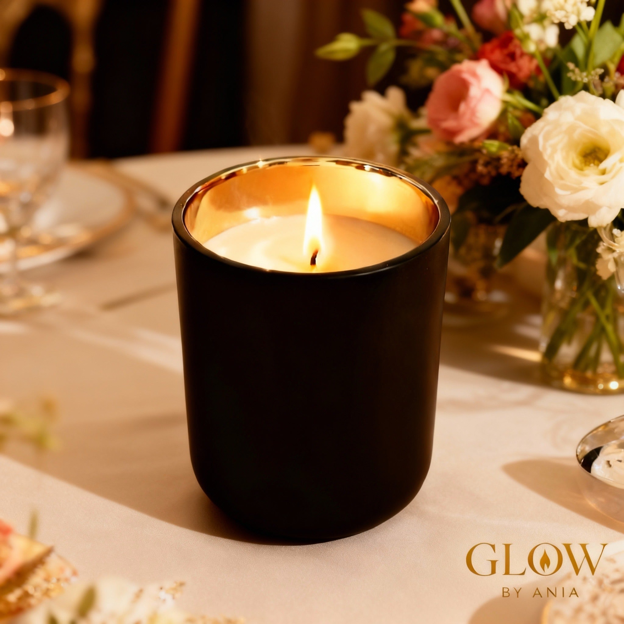 Luxury Glass Black & Gold Candle - 20cl