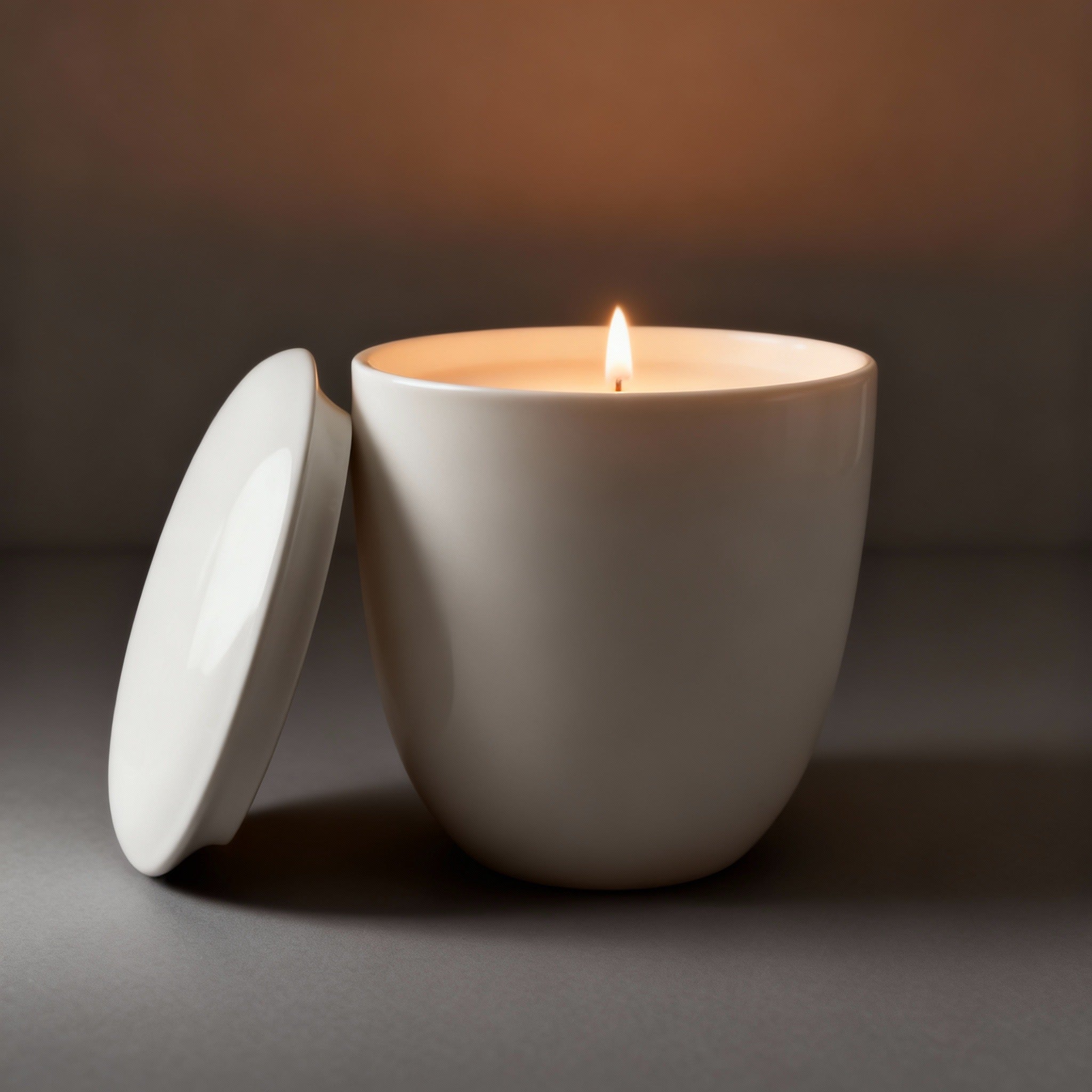 Smooth White Ceramic Candle with Lid