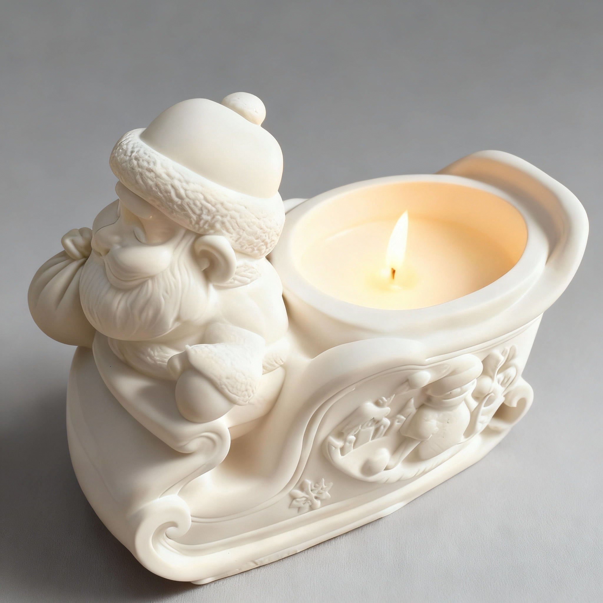 Christmas Sleigh Candle – Hand-Cast White