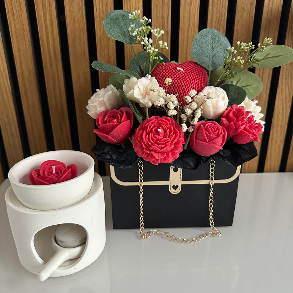 Handmade Red & Ivory Candle Bouquet