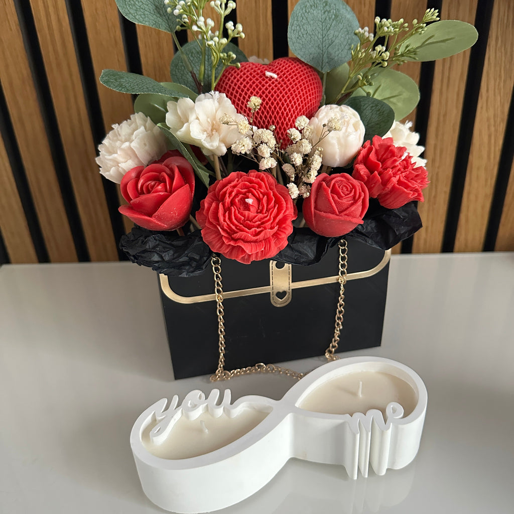 Handmade Red & Ivory Candle Bouquet