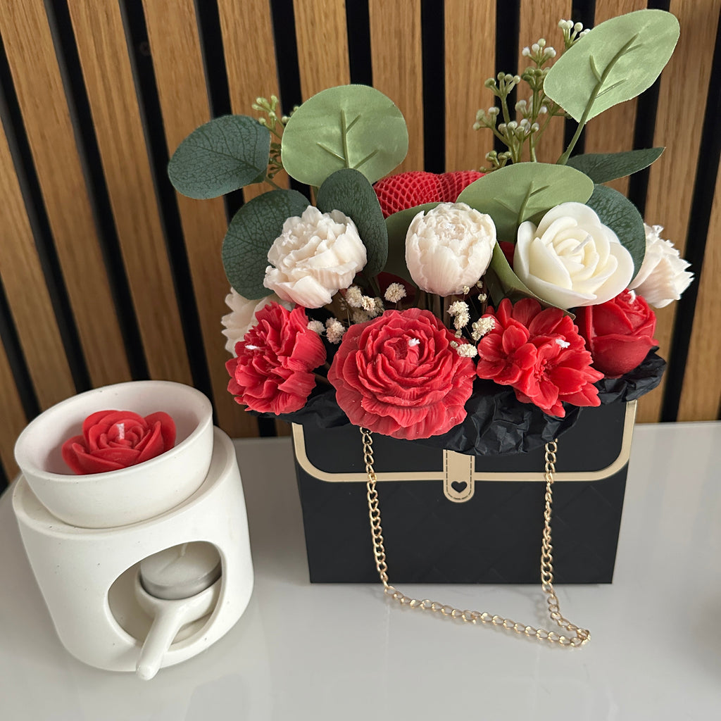 Handmade Red & Ivory Candle Bouquet