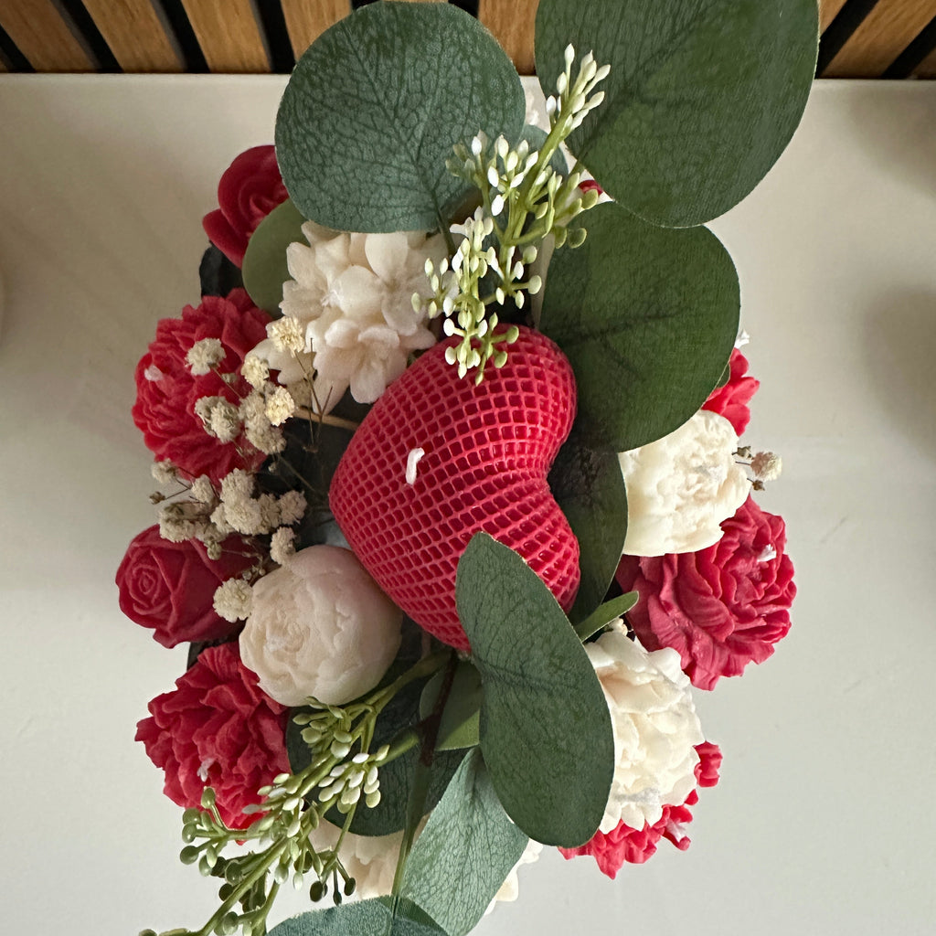 Handmade Red & Ivory Candle Bouquet