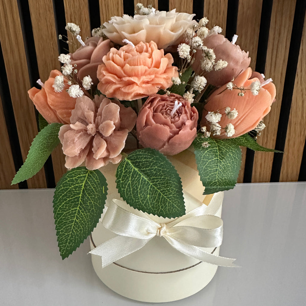 Handmade Soy Wax Flower Bouquet – Peach Tones